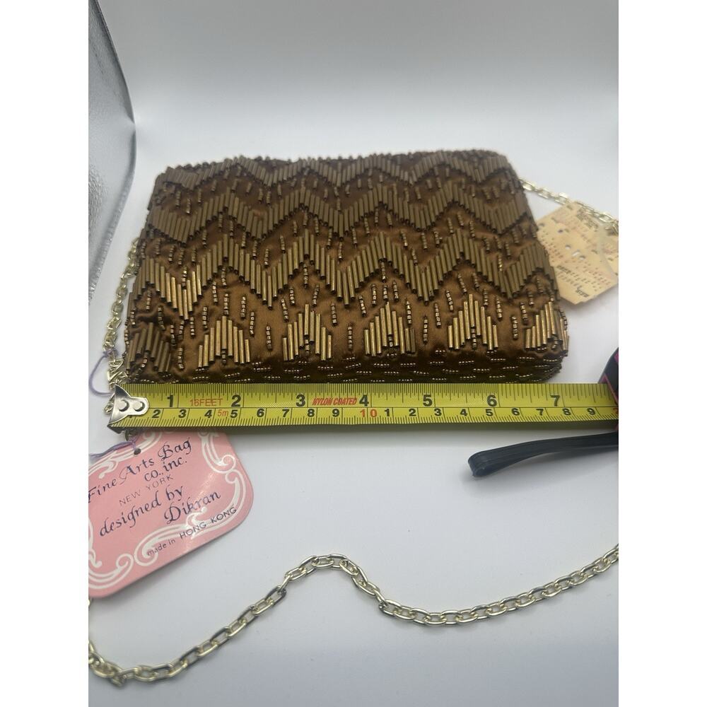 NWT Vintage Evening Purse, Copper Beads, Gold Chain, Size 4ins X 7 Ins - Picture 5 of 6